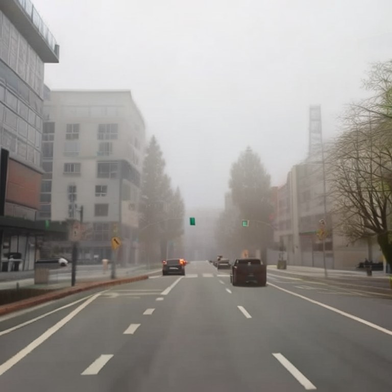 The same street with fog added by the adapter.