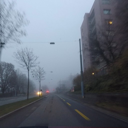 Input: a road in dense fog.